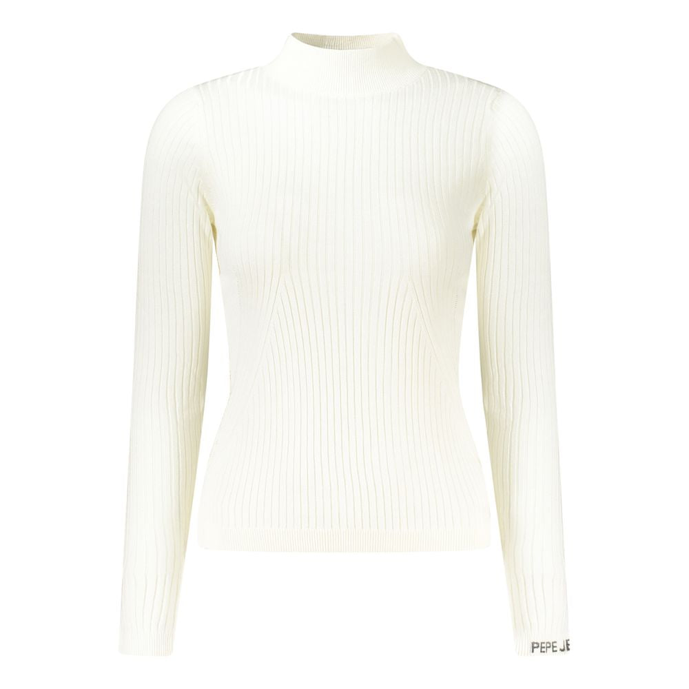 Pepe Jeans Women Sweater - White Cotton with High Neck