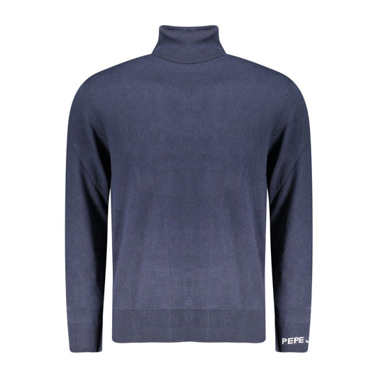 Pepe Jeans Blue Cotton Men Sweater - Luxurious Turtleneck