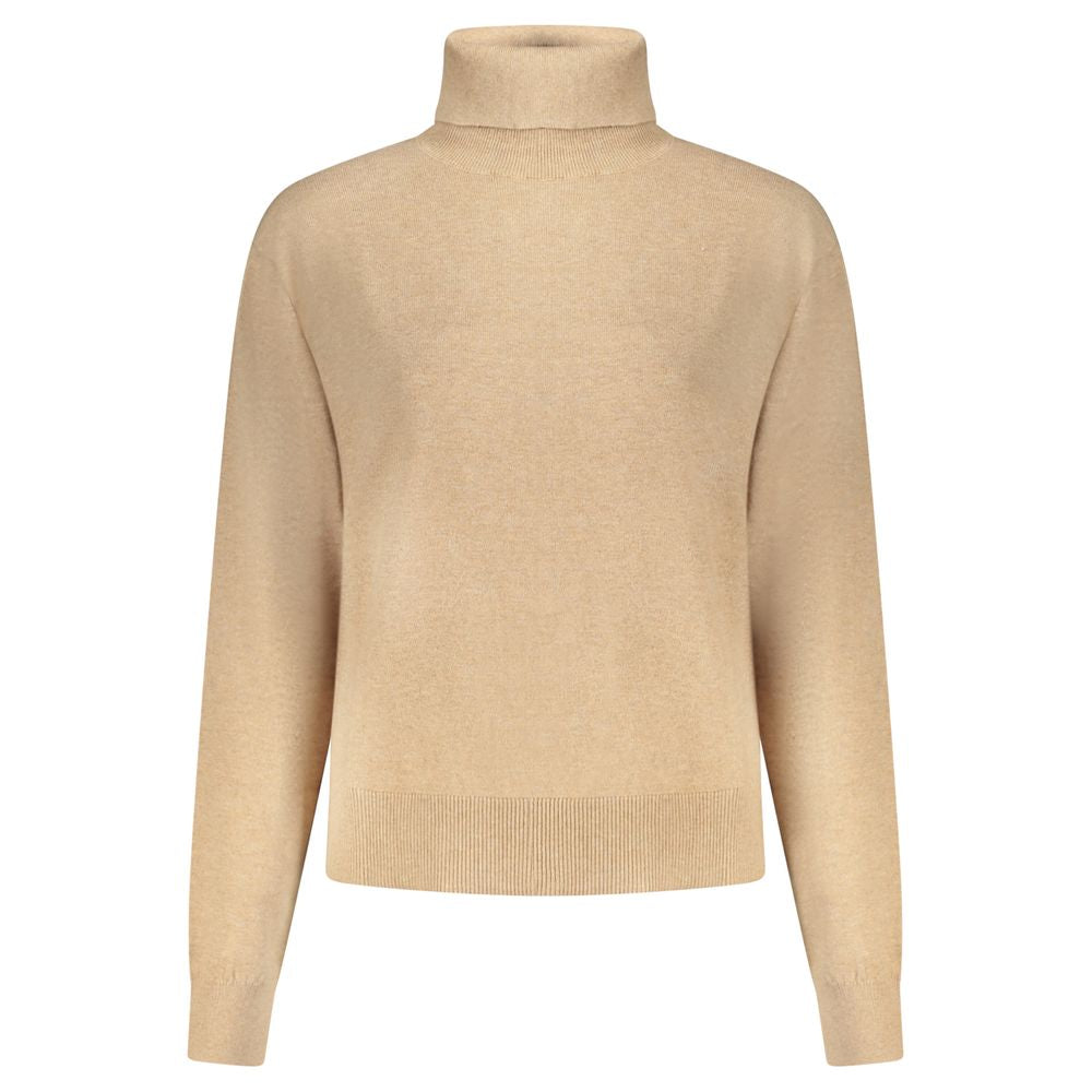 Pepe Jeans Beige Cotton Women Sweater - Chic Turtleneck Design