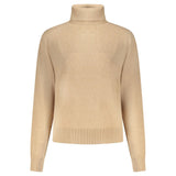 Pepe Jeans Beige Cotton Women Sweater - Chic Turtleneck Design