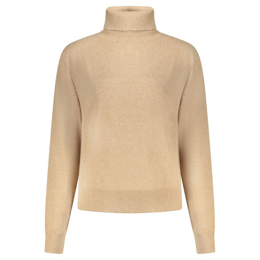 Pepe Jeans Beige Cotton Women Sweater - Chic Turtleneck Design