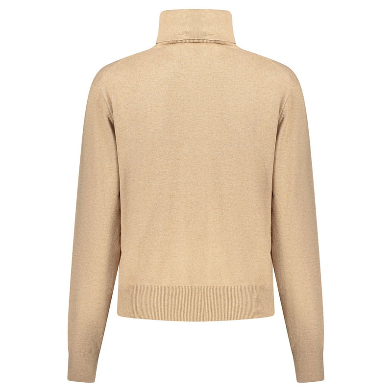 Pepe Jeans Beige Cotton Women Sweater - Chic Turtleneck Design