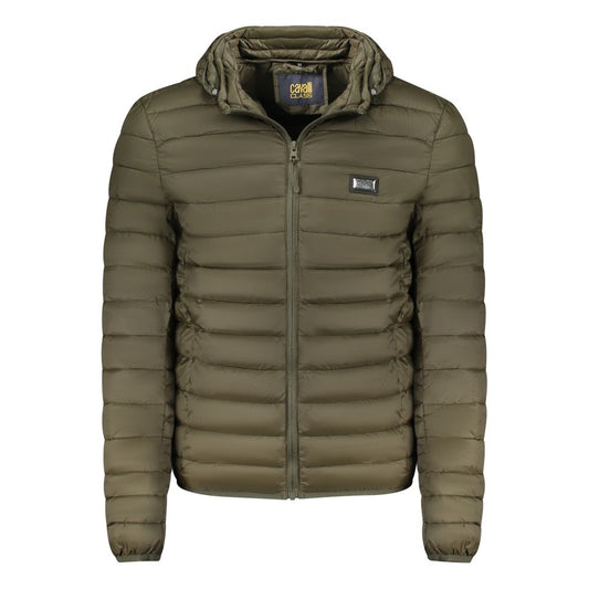 Cavalli Class Green Polyester Men's Jacket with Removable Hood