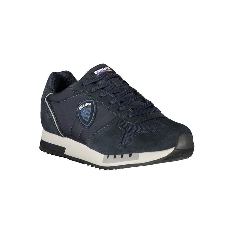 Blauer Baskets montantes bleues en polyuréthane pour homme
