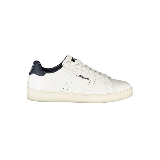 Blauer White Leather Men Sneaker
