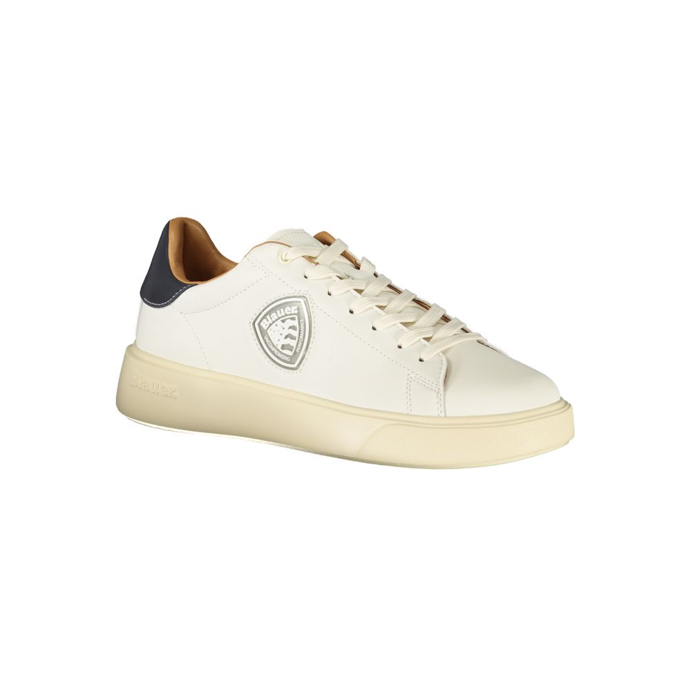 Blauer White Leather Men Sneaker