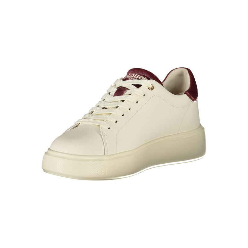 Blauer White Leather Women Sneaker with Rhinestone Accents