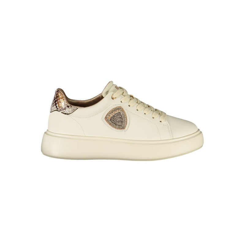 Blauer Beige Leather Women Sneaker with Python Details