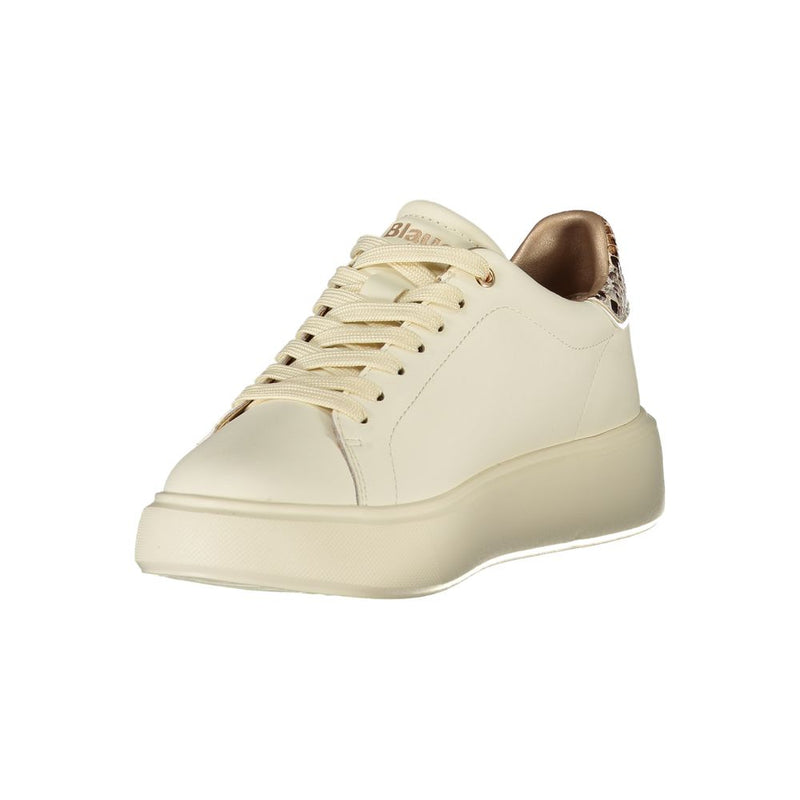 Blauer Beige Leather Women Sneaker with Python Details