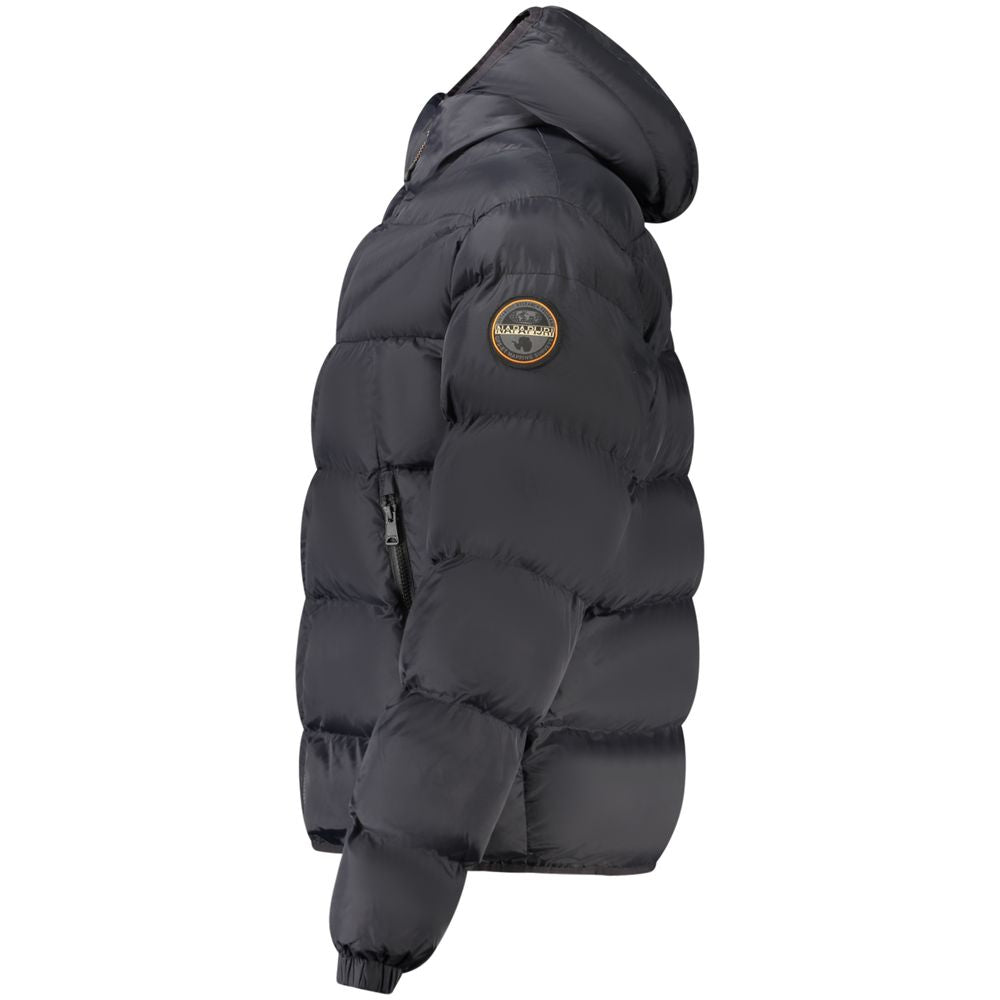 Napapijri Black Poliammide Men's Hooded Jacket