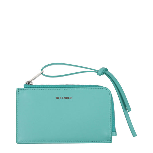 Portefeuilles en cuir vert Jil Sander