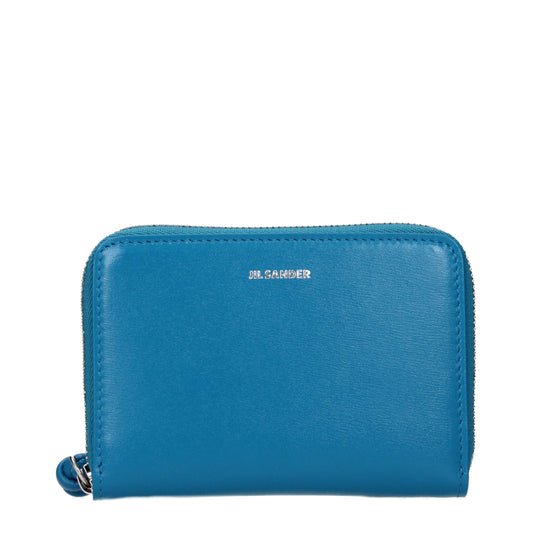 Portefeuilles en cuir bleu Jil Sander