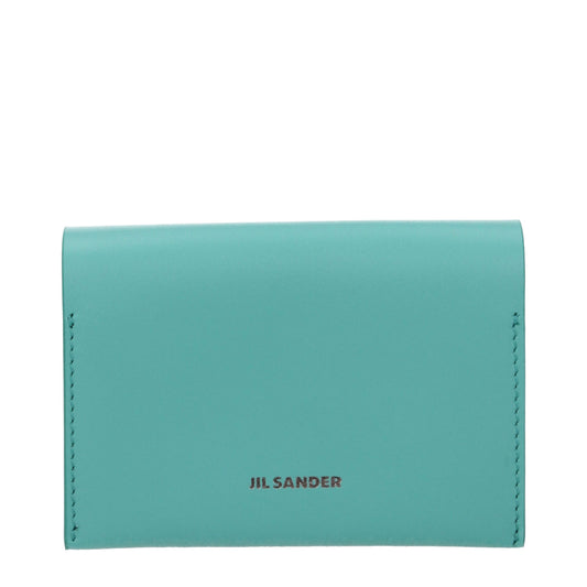 Porte-cartes en cuir vert de Jil Sander