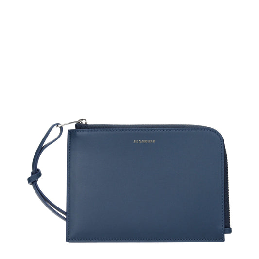Portefeuilles en cuir bleu Jil Sander