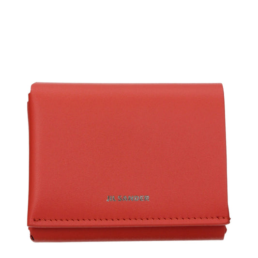 Portefeuilles en cuir rouge Jil Sander