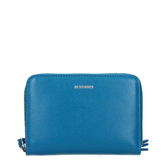 Portefeuilles en cuir bleu Jil Sander