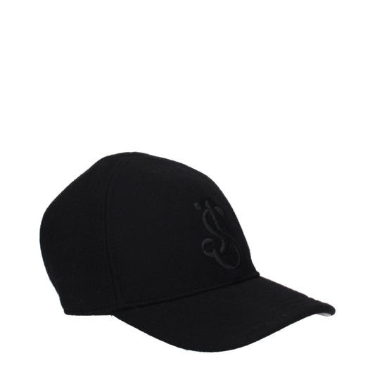 Casquettes (bonnes de baseball) en cachemire noir de Jil Sander