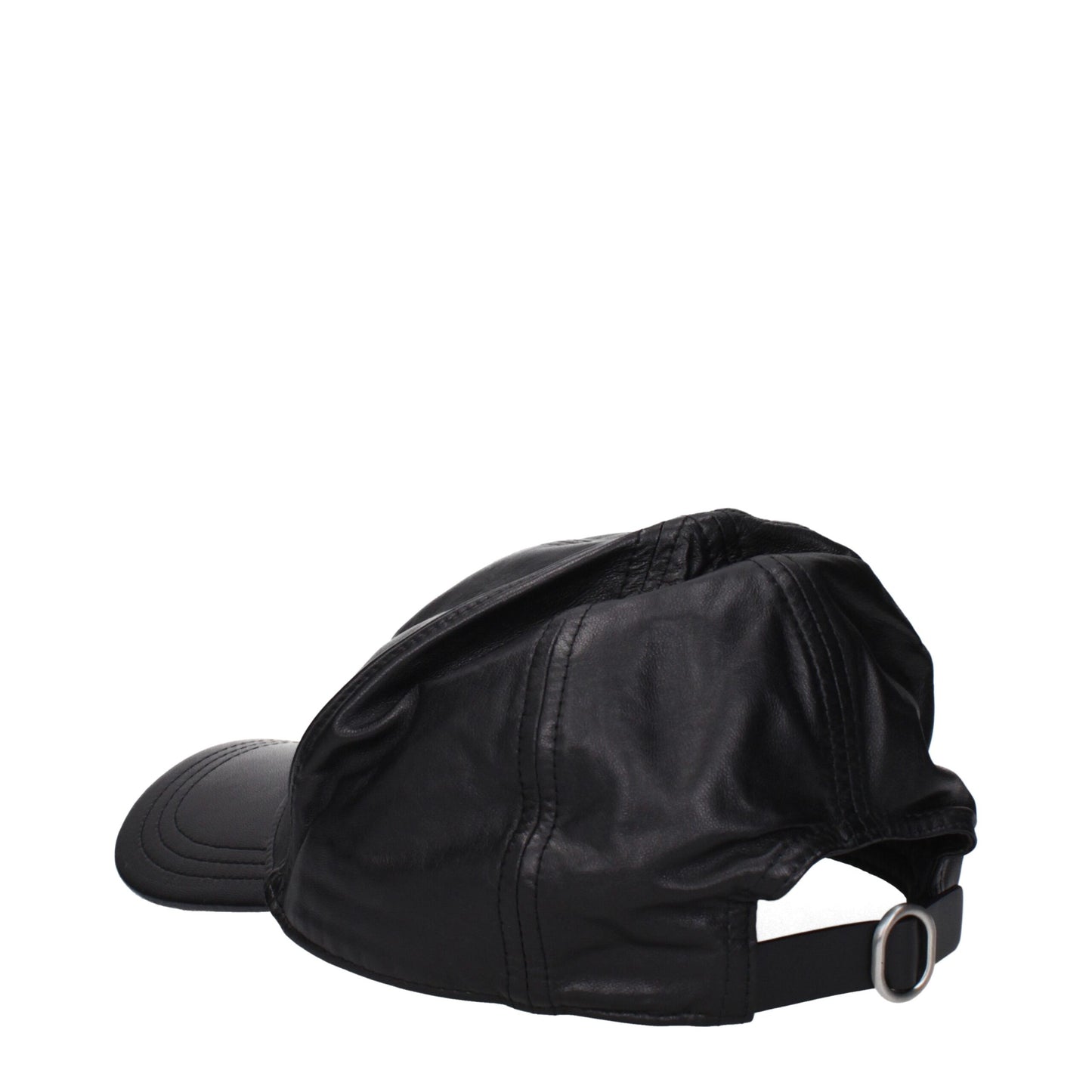 Casquettes (bonnes de baseball) en cuir noir de Jil Sander