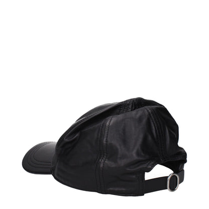 Casquettes (bonnes de baseball) en cuir noir de Jil Sander
