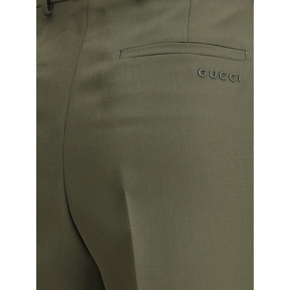 Pantalon en laine verte Gucci