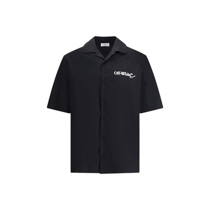 Chemise de bowling blanc cassé en popeline