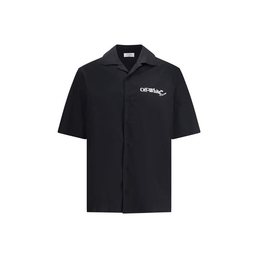 Chemise de bowling blanc cassé en popeline