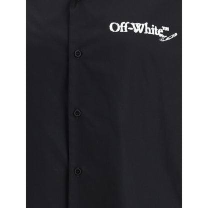 Chemise de bowling blanc cassé en popeline