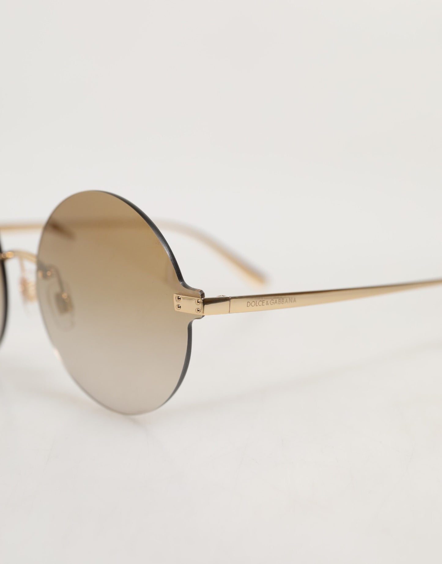 Dolce & Gabbana DG2228 Gold Plated Round Lenses Shades Eyewear Sunglasses