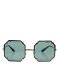 Dolce & Gabbana DG2216 Gold Square Frame Green Lens Shades Sunglasses