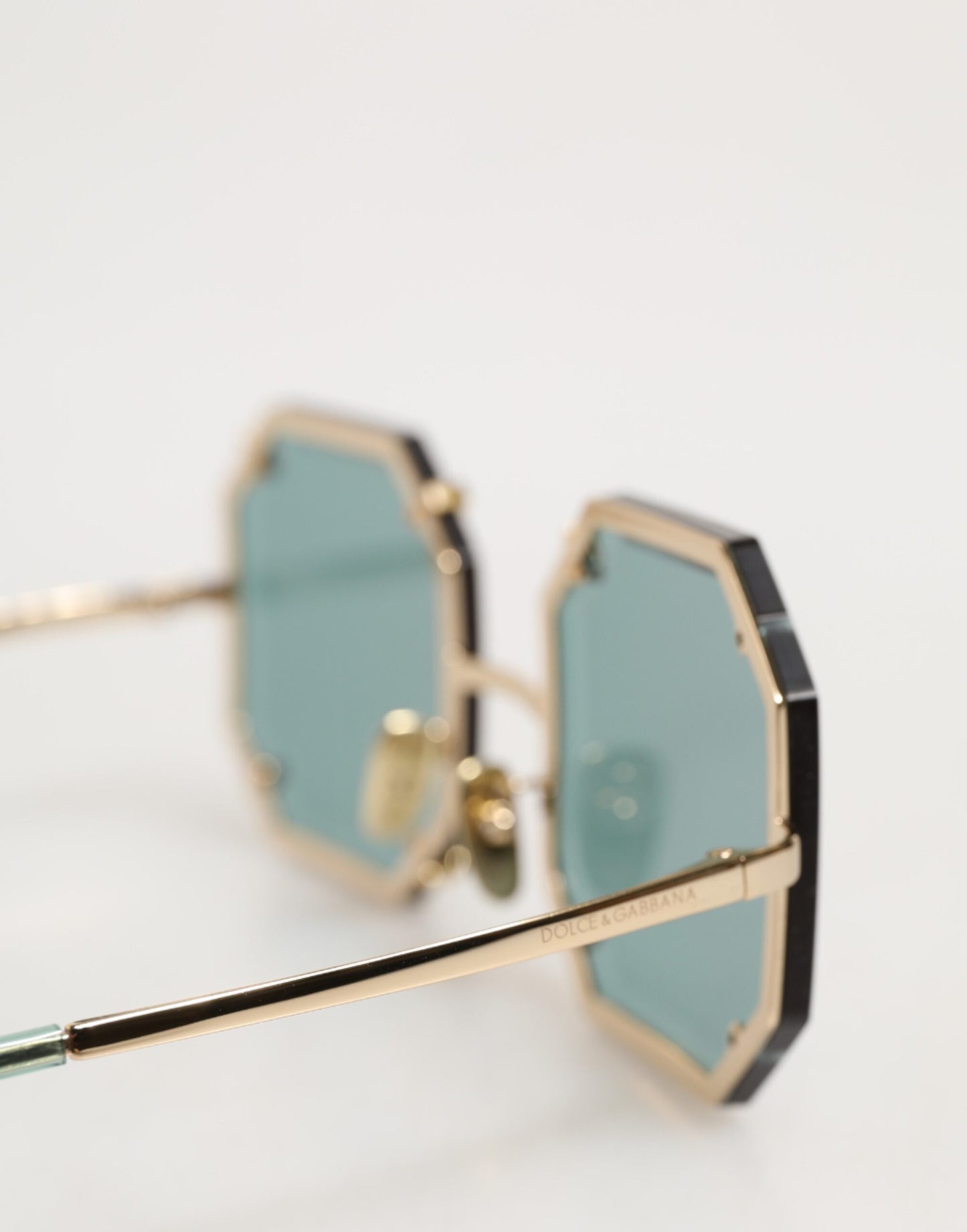 Dolce & Gabbana DG2216 Gold Square Frame Green Lens Shades Sunglasses