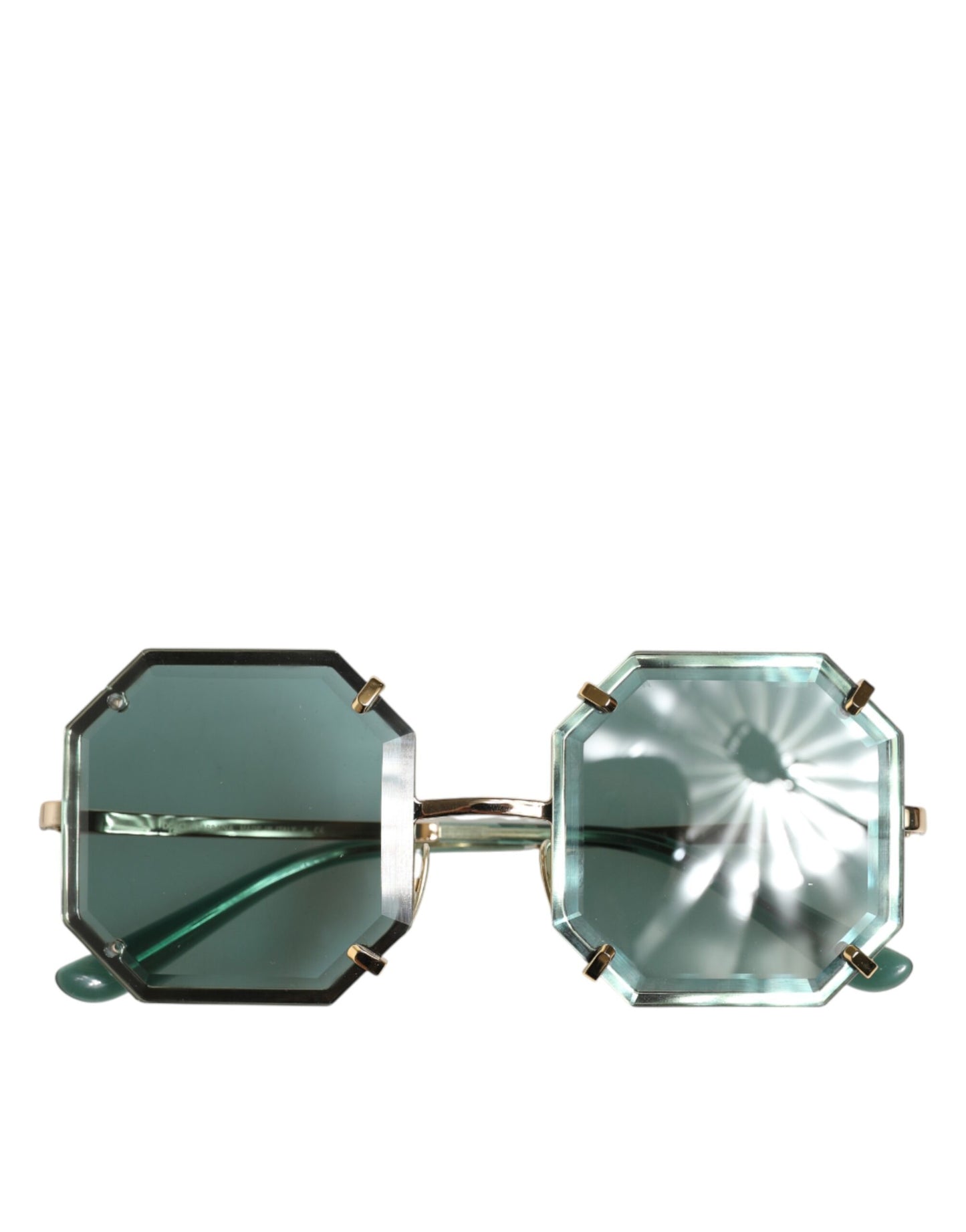 Dolce & Gabbana DG2216 Gold Square Frame Green Lens Shades Sunglasses