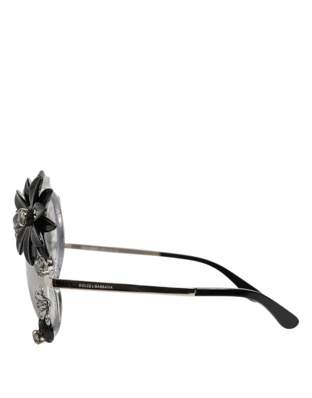Dolce & Gabbana DG4292 Lunettes de soleil transparentes rondes avec fleurs en cristal