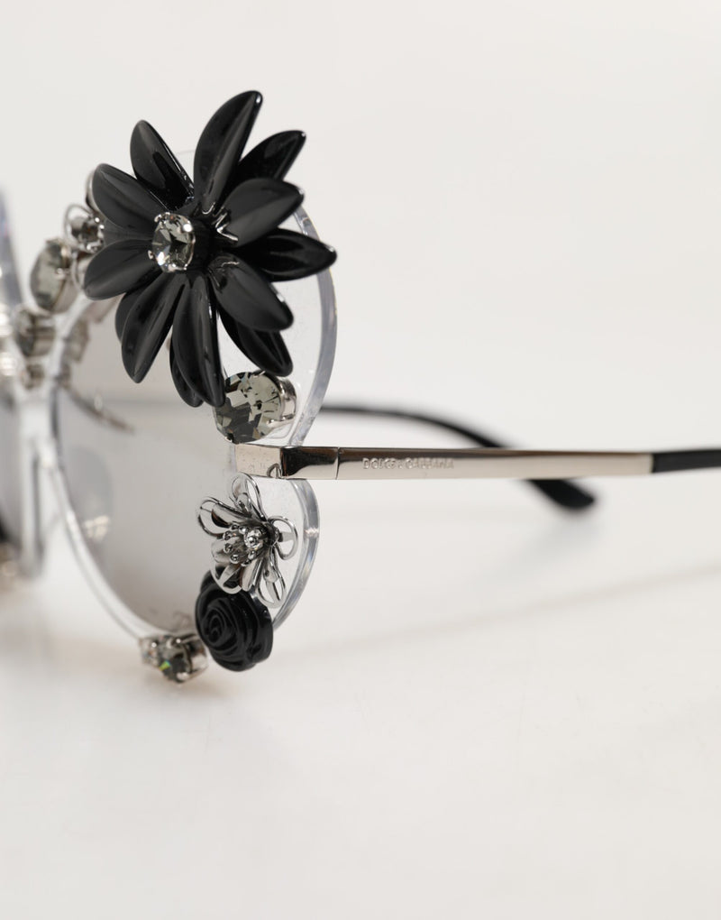 Dolce & Gabbana DG4292 Transparent Round Crystal Flowers Sunglasses