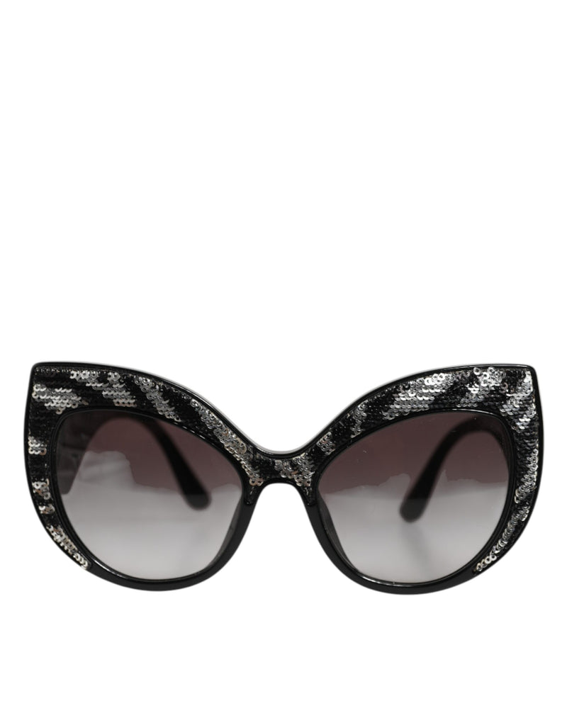 Dolce & Gabbana DG4326 Black Silver Sequin Butterfly Sunglasses