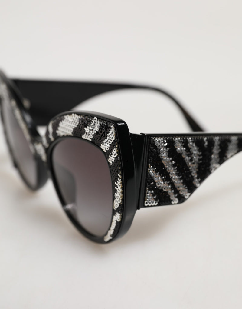 Dolce & Gabbana DG4326 Black Silver Sequin Butterfly Sunglasses