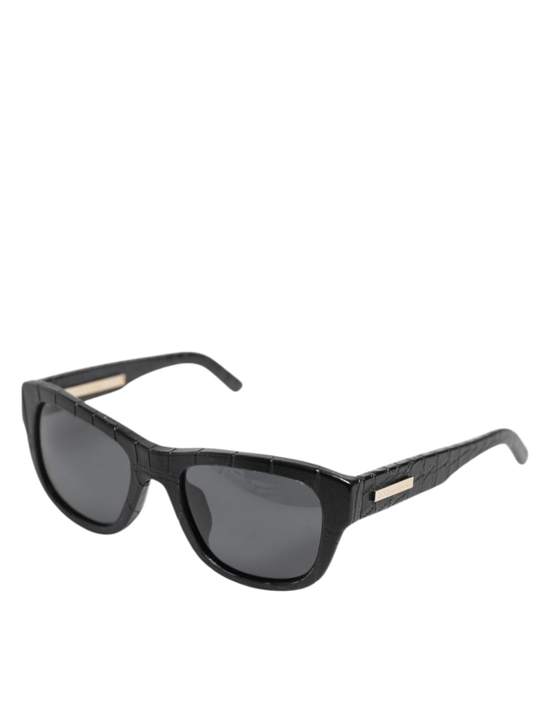 Dolce & Gabbana DG4177 Black Leather Frame Tinted Lens Sunglasses