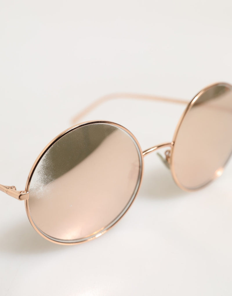 Dolce & Gabbana DG2215K Gold Metal Round Sunglasses for Women
