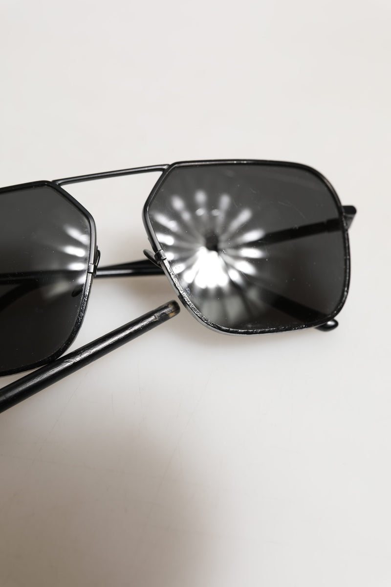 Dolce & Gabbana Lunettes de Soleil Carrées en Métal Noir