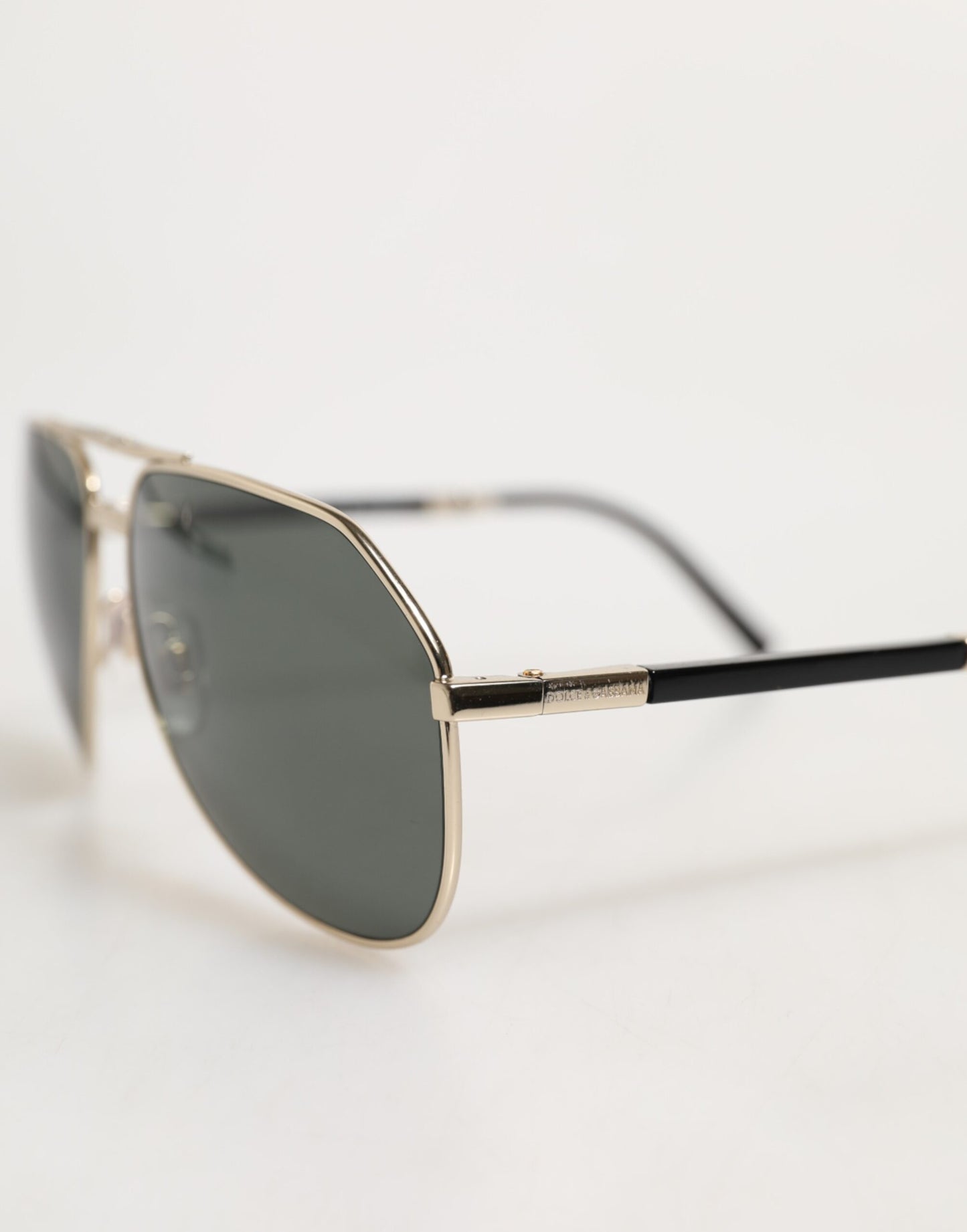 Dolce & Gabbana DG2106K Black Gold Plated Polarized MetalFrame Sunglasses