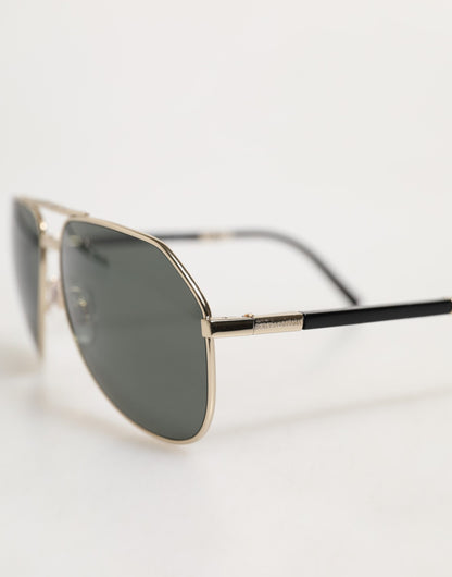 Dolce & Gabbana DG2106K Black Gold Plated Polarized MetalFrame Sunglasses
