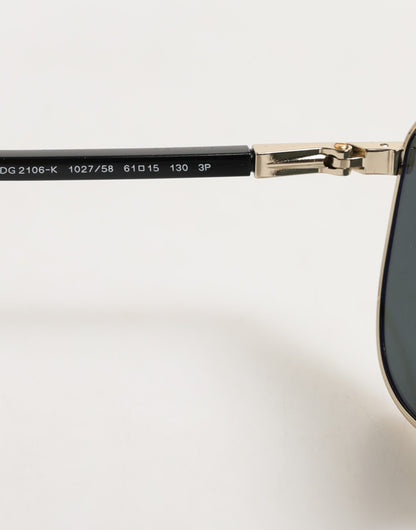 Dolce & Gabbana DG2106K Black Gold Plated Polarized MetalFrame Sunglasses