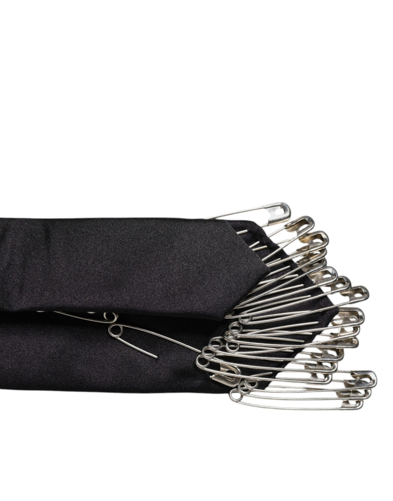 Cravate ajustable en soie avec épingles de sûreté noires Dolce &amp; Gabbana