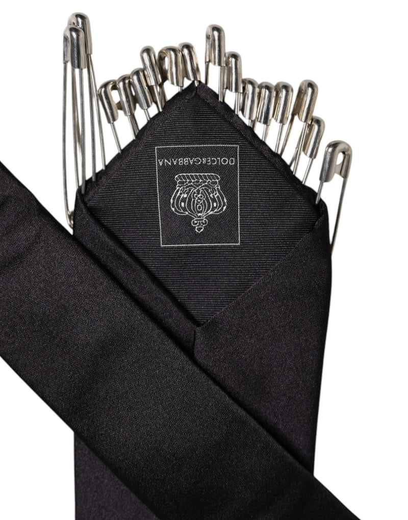 Cravate ajustable en soie avec épingles de sûreté noires Dolce &amp; Gabbana
