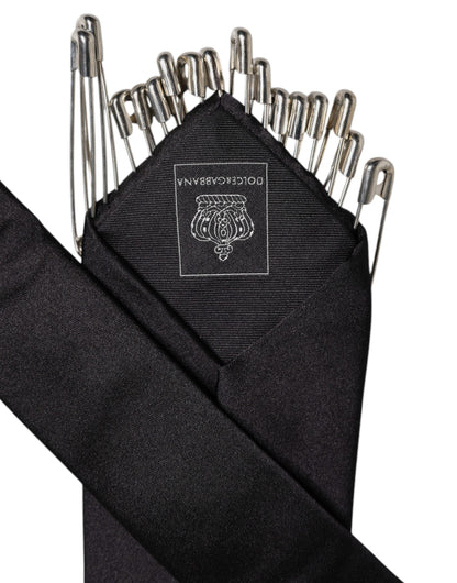 Cravate ajustable en soie avec épingles de sûreté noires Dolce &amp; Gabbana