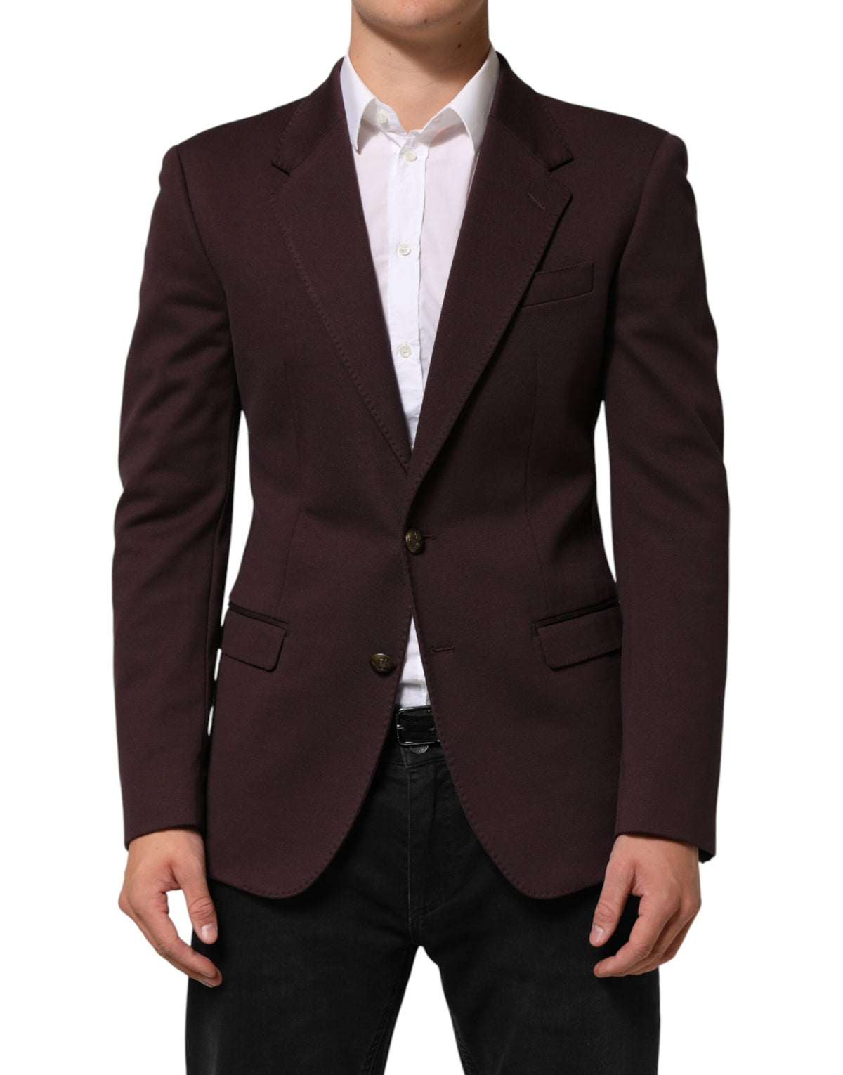Veste de costume Dolce &amp; Gabbana bordeaux en coton à deux boutons