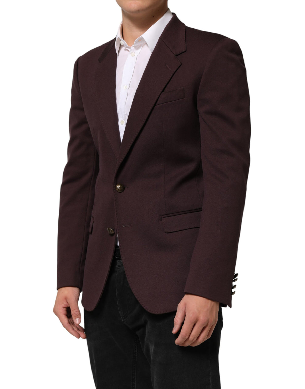 Veste de costume Dolce &amp; Gabbana bordeaux en coton à deux boutons