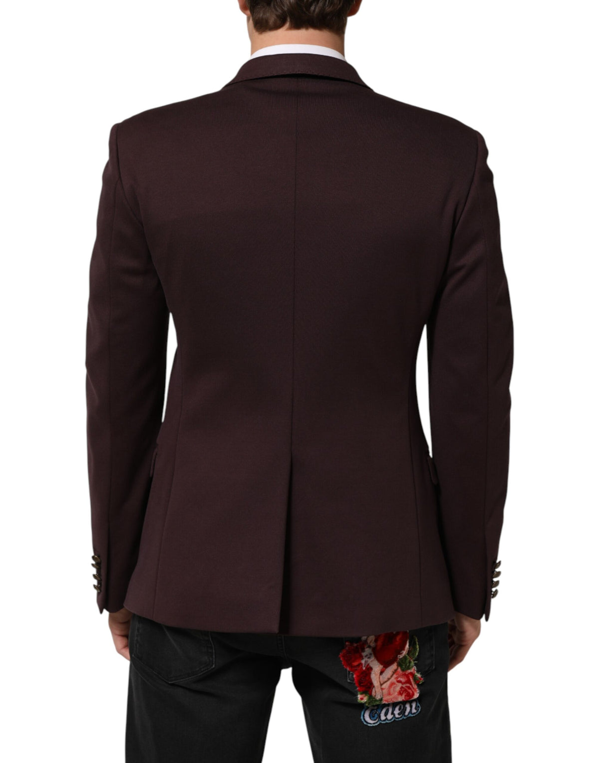 Veste de costume Dolce &amp; Gabbana bordeaux en coton à deux boutons