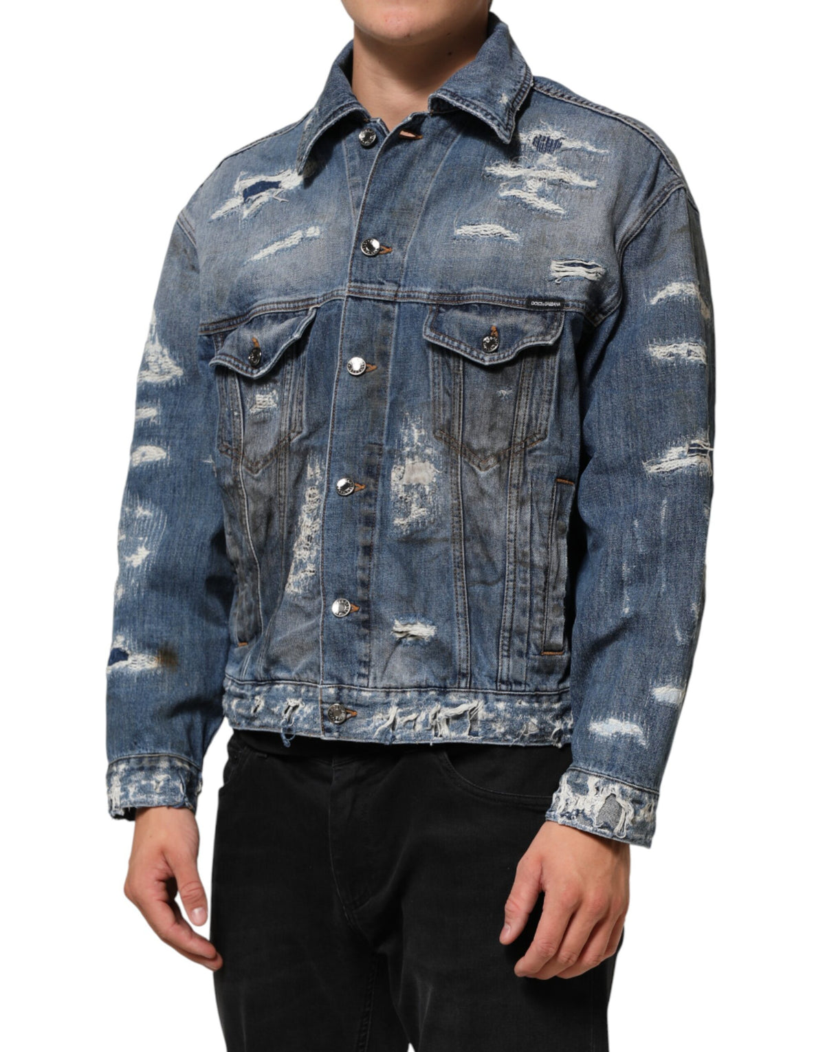 Veste blouson en denim bleu délavé Dolce & Gabbana