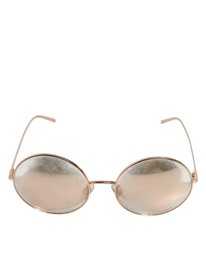 Lunettes de soleil Dolce &amp; Gabbana à verres ronds et monture plaquée or rose.
