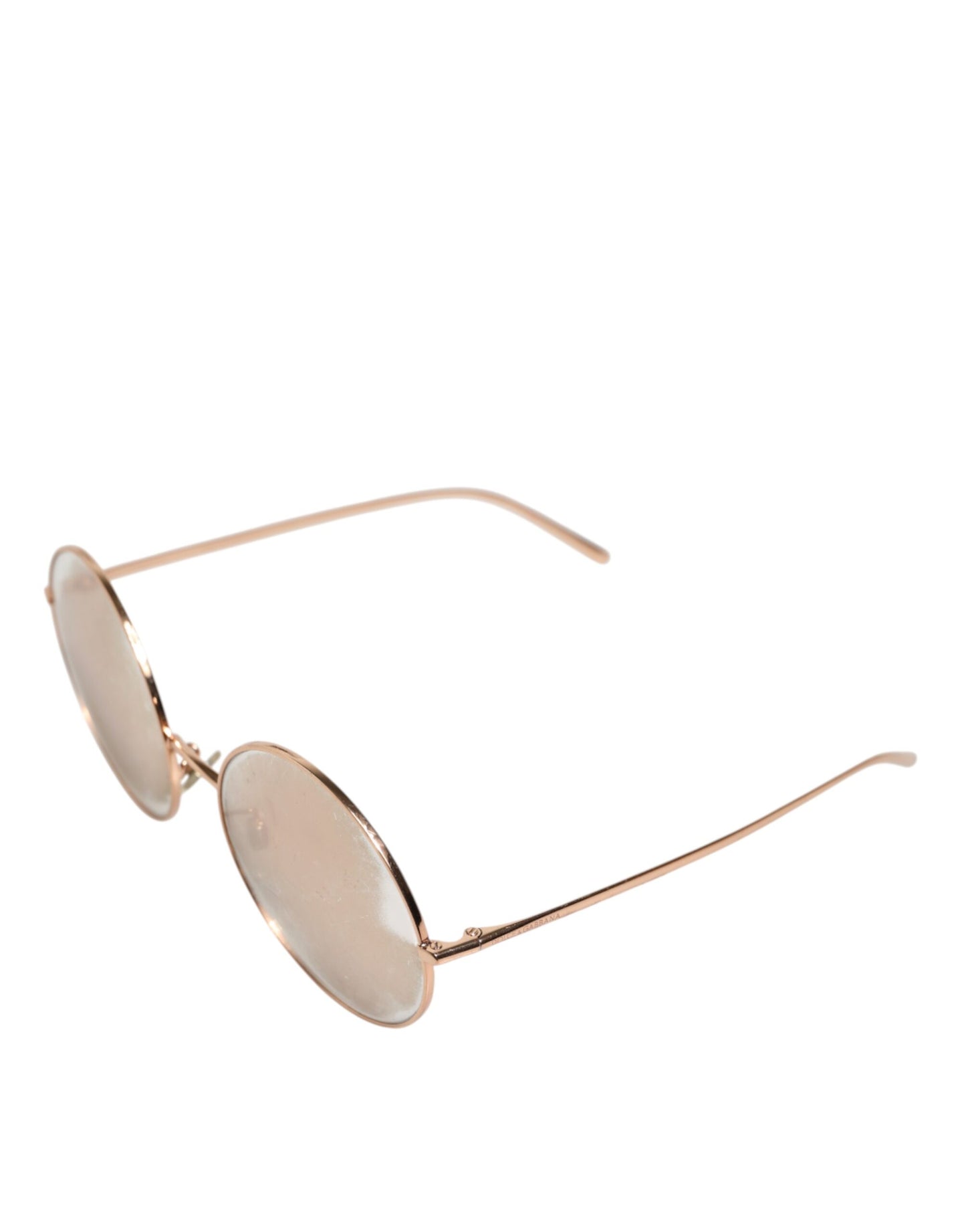 Lunettes de soleil Dolce &amp; Gabbana à verres ronds et monture plaquée or rose.